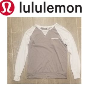 LULULEMON Long Sleeve Gray and White Stripe Tshirt